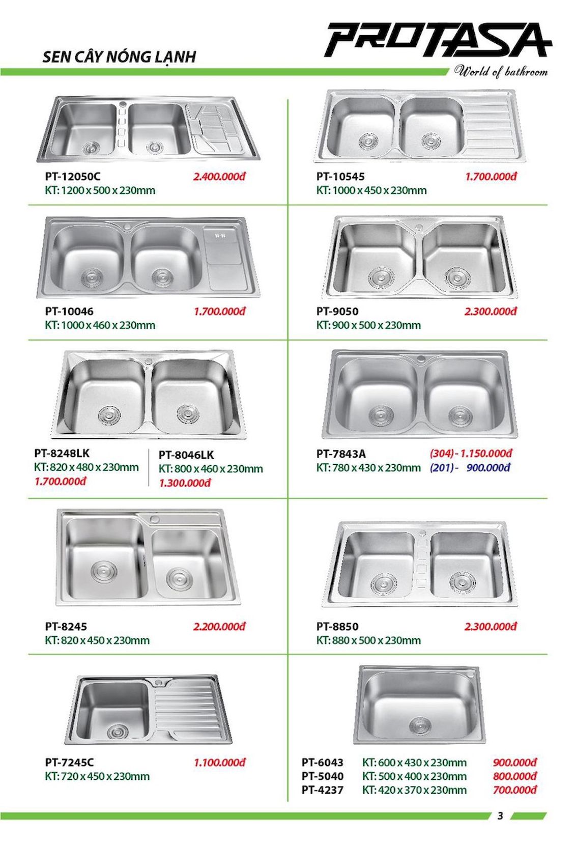 Thiết bị vệ sinh PROTASA Catalogue và Bảng giá mới nhất /Page 22